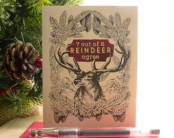 Funny Reindeer Christmas Card Set: Holiday Humor, Box of 8