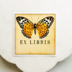 Butterfly Bookplate Stickers: Personalized Ex Libris Labels