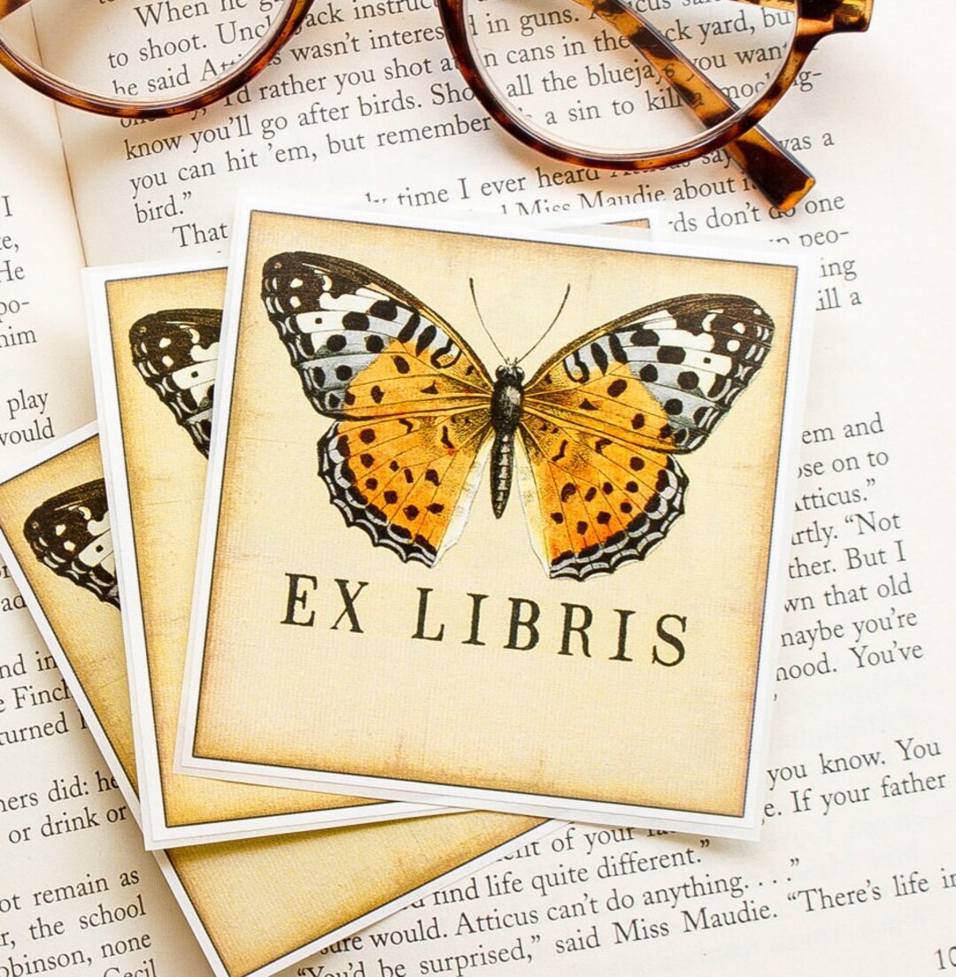 Butterfly Bookplate Set Personalized Book Plate Stickers Ex Libris
