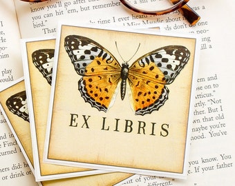 Butterfly Bookplate Set - Personalized Book Plate Stickers - Ex Libris - Customized Book Labels - Bookish Gift for Readers