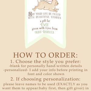 Baby Shower Bookplate Set Gender Neutral Bunny Book Plate in Green Personalized Rabbit Bookplate Stickers Customized Book Labels image 4