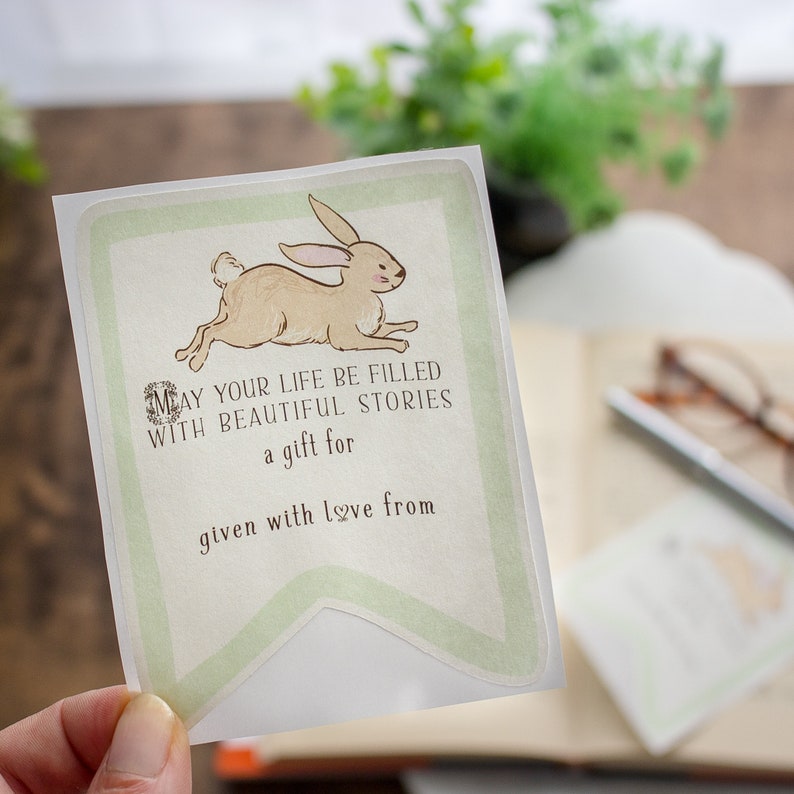 Baby Shower Bookplate Set Gender Neutral Bunny Book Plate in Green Personalized Rabbit Bookplate Stickers Customized Book Labels image 5