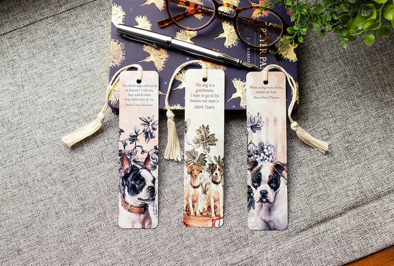 Dog Bookmark Set , Metal Bookmark , Bookish Gift , Book Club Gift , Set of 3 Handmade Book Marks , Gift for Dog Lovers image 1