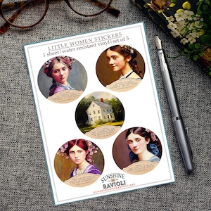Little Women Sticker Sheet,  Water-Resistant Vinyl, Literary Quote Stickers, Classic Book Art, Gift for Book Lovers