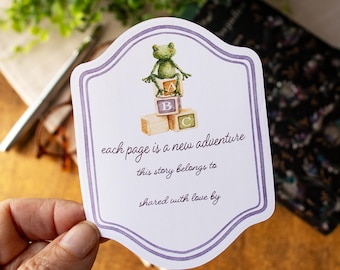Bookplate Stickers for Kids, Whimsical Frog Design, Baby Shower Book Labels