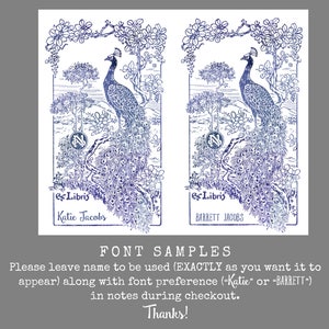 Peacock Book Plate Set Personalized Bookplate Stickers Ex Libris Customized Book Labels Bookish Gift for Wife image 4