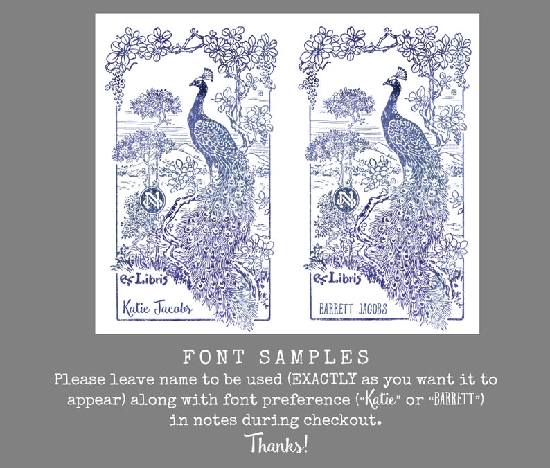 Peacock Book Plate Set Personalized Bookplate Stickers Ex Libris Customized Book Labels Bookish Gift for Wife image 4