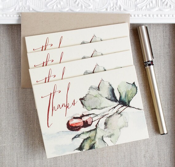 Rustic Acorn Thank You Notes Autumn Foliage Thank You Note Etsy