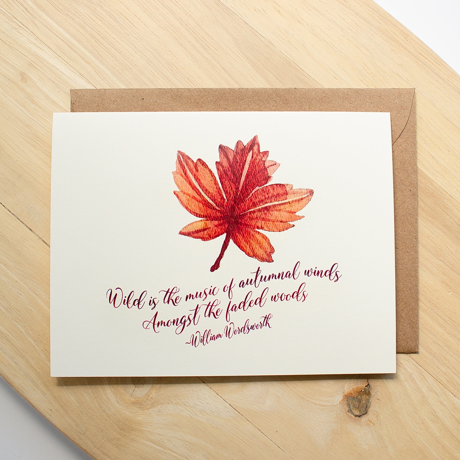 Autumn Leaf Greeting Card - William Wordsworth Quote - Literary ...