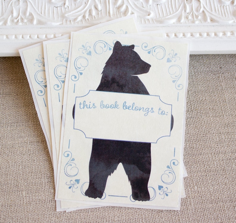 Bear Book Plates Kids Bookplates Bookplate Stickers Etsy