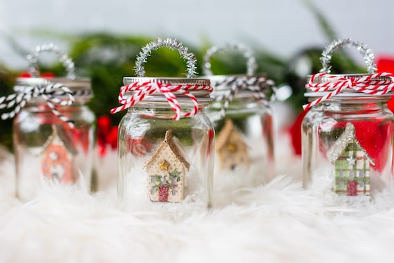 Mason Jar Christmas Ornament Miniature Farmhouse Christmas Decor 