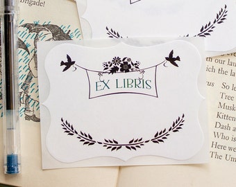 Bird Bookplate Sticker Set - Personalized Book Plates - Ex Libris - Customized Book Labels for Kids - Bookish Baby Shower - Reading Gift