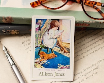 Custom Girl Bookplate Stickers - Handmade Personalized Book Labels for Young Readers
