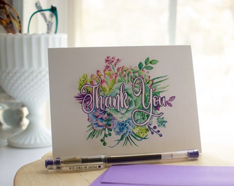 plant lover Thank You Card - Succulent card set - Plant Lady Thank You Notecard - succulent thank yous - succulent note card - cactus thanks