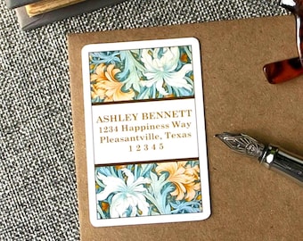 Return Address Labels, Personalized Teal Leaves Address Stickers, Gift for New Homeowners, Housewarming