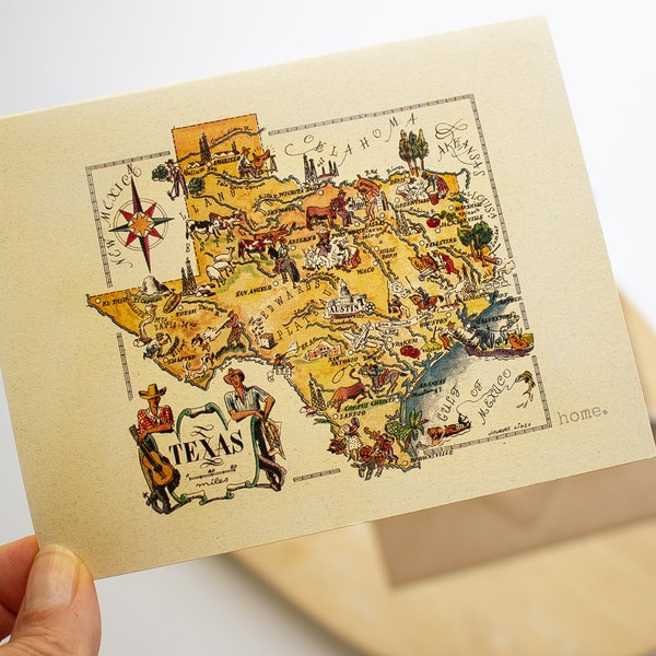 Texas map card - funny Texas notecard - cowboy greeting card - Texas card set - Western Stationery - Cowboy note card set -  boxed card set