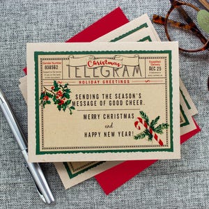 Christmas Telegram Cards: Nostalgic Holiday Greetings, Set of 8