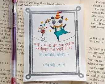 Baby Shower Bookplate Set - Personalized Panda Bear Book Plates - Kids Bookplate Stickers - Customized Book Label - Newborn Gift