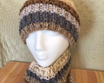 Neutral Mix Hat and Simple Neck Warmer Set