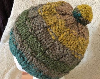 Checker Board Pompom Hat