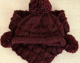 Pompom Hat and Matching Pompom Scarf