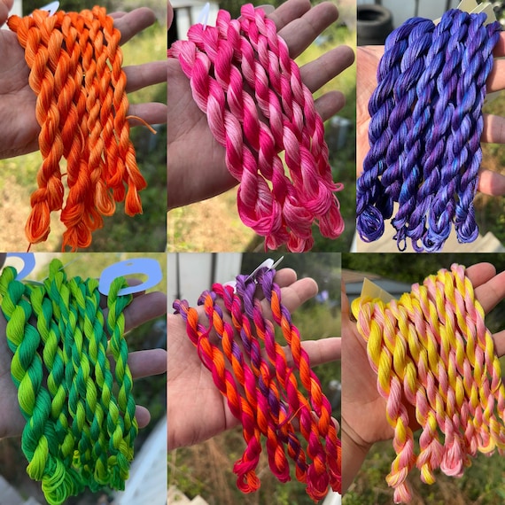 50 & 100 Yards Hand Dyed Floss | 6 Strand DMC Cotton Floss | Made To Order