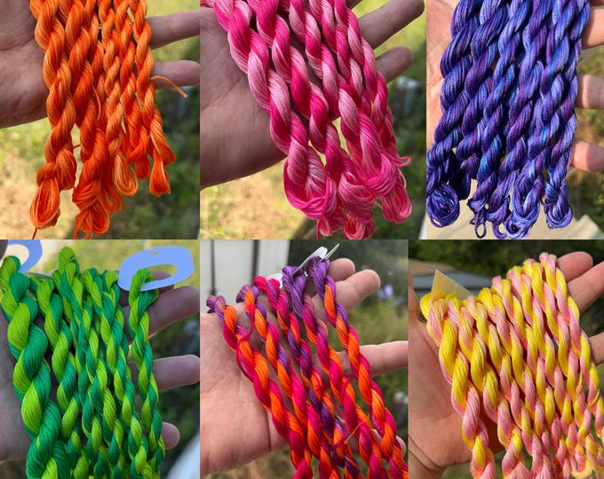 40, 80 & 120 Yards Hand Dyed Floss | 6 Strand DMC Cotton Floss | Made To Order