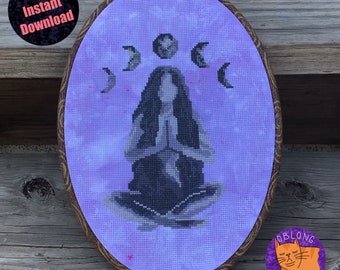 Watercolor Moon Goddess | Cross Stitch Pattern | PDF Instant Download