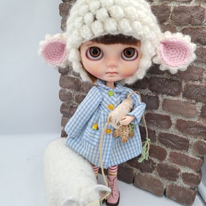 Gorro de oveja para muñeca Blythe. Ropa para Blythe. Gorro a crochet para Blythe doll, Blythe ropa, blythe muñeca, ropa para Blythe image 8