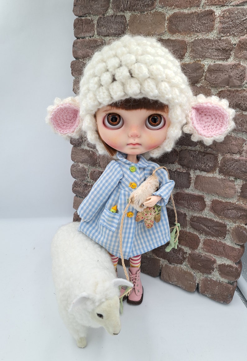 Gorro de oveja para muñeca Blythe. Ropa para Blythe. Gorro a crochet para Blythe doll, Blythe ropa, blythe muñeca, ropa para Blythe image 8