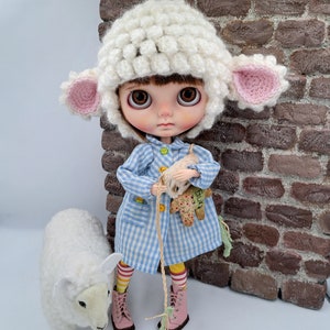 Gorro de oveja para muñeca Blythe. Ropa para Blythe. Gorro a crochet para Blythe doll, Blythe ropa, blythe muñeca, ropa para Blythe image 6