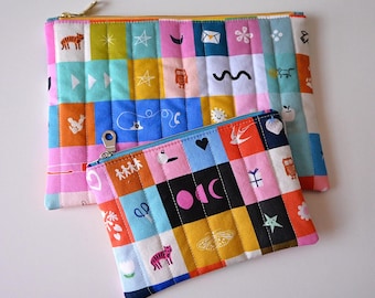 Quilted Everyday Zippered Bags, Selvedge Magic Icons by Ruby Star Society