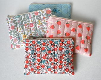 Quilted Zipper Pouch, Coin Purse, Wallet, or Change Pouch for Women and Teens