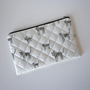Tiger Stripes Quilted Zipper Pouch: Cotton + Steel Cosmetic Bag