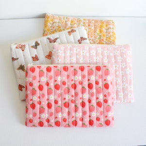 Strawberry Zipper Travel Pouch for Women and Teens, Cosmetic Case or Makeup Bag image 6