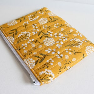 Travel Zippered Pouch for Women and Teens, Cosmetic Case or Makeup Bag, Mustard Woodland Fabric image 8