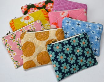 Mini Quilted Coin Purse or Wallet, Zipper Pouch, Change Pouch for Women and Teens