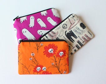 Halloween Coin Purse, Small Zipper Pouch, (5.25" x 3.5") Art Gallery Fabric