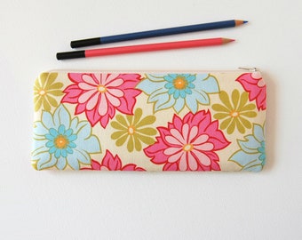 Floral Zipper Pouch, Pen and Pencil Case for Women and Teens, Cosmetic Case or Makeup Bag