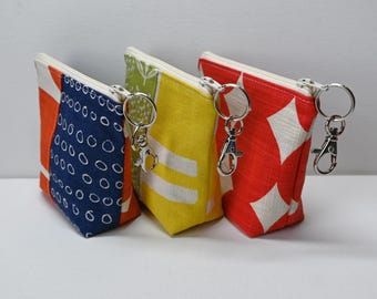 Zipper Pouch with Keychain for Women and Teens, Skinny LaMinx Canvas Fabric