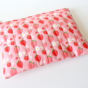 Strawberry Zipper Travel Pouch for Women and Teens, Cosmetic Case or Makeup Bag image 4