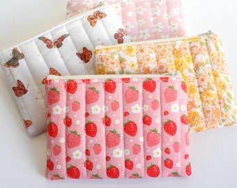 Quilted Coin Purse or Wallet, Zipper Pouch, Change Pouch, Women and Teens