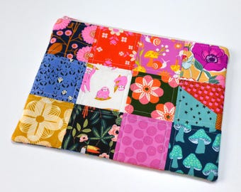 Patchwork Zipper Pouch, Cosmetic Case, Makeup Bag, Toiletry Storage for Women