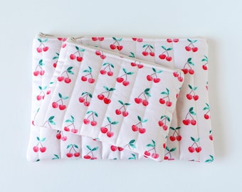 Watercolor Cherries Zipper Pouch: Small or Large Everyday Bags