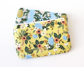 Flat Zipper Pouch, Cosmetic Case or Makeup Bag, Women and Teens, Pen and Pencil Case, Rifle Paper Co Primavera