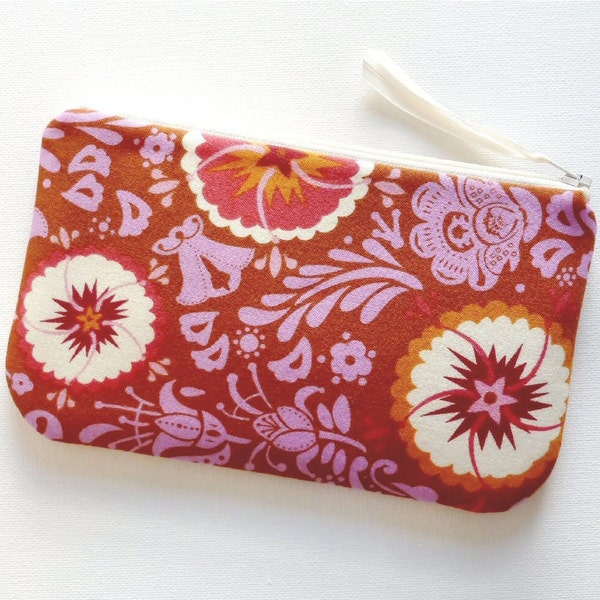 Padded Zipper Pouch Woman's Wallet Cosmetic Bag Fortune in Zinnia Good Folks
