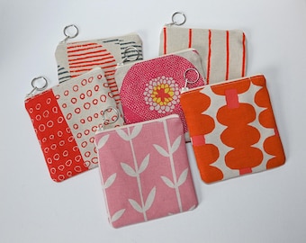 Zipper Pouch with Keychain for Women and Teens, Mini Wallet, Skinny LaMinx Canvas Fabric