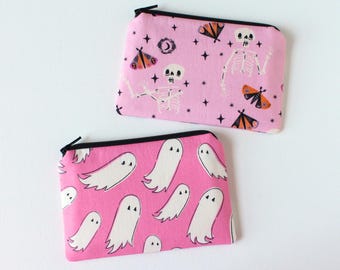 Halloween Coin Purse: Pink Spooky Zipper Pouch for Women & Teens