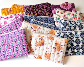 Quilted Coin Purse - Small Zipper Pouch Available in 2 Sizes