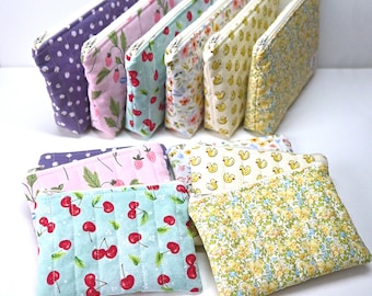Quilted Pouches, Coin Purse or Small Zipper Makeup Bag, Women and Teens